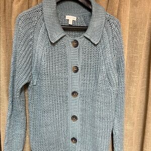Garnet Hill Seafoam Knit Button-Front Cardigan